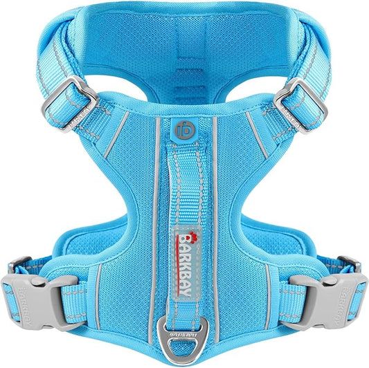 BARKBAY Dog Harness No Pull with ID Tag Pocket - Heavy Duty, Reflective, Easy Control for Large Dogs(Blue,S)