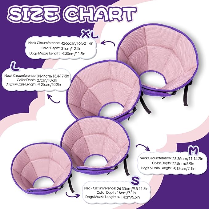 Dog Cone for Large Dogs After Surgery, Soft Dog Cone Collar for Dogs to Stop Licking, Adjustable Comfy E-Collar Alternative Lightweight Post-Surgery Recovery Elizabethan Collar for Pet