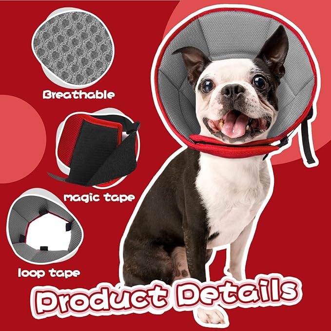 Dog Cone for Large Dogs After Surgery, Soft Dog Cone Collar for Dogs to Stop Licking, Adjustable Comfy E-Collar Alternative Lightweight Post-Surgery Recovery Elizabethan Collar for Pet