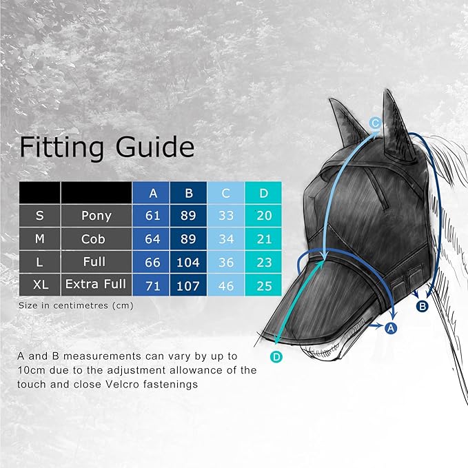 Harrison Howard CareMaster Horse Fly Mask Half Face with Ears Black Small Pony