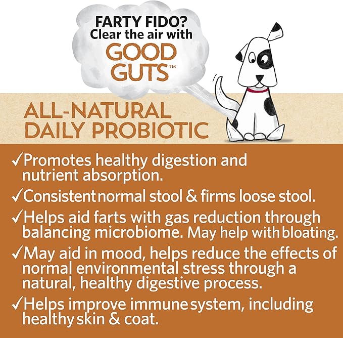 Fidobiotics Good Guts for Lil Mutts Probiotic for Dogs, Billions of CFUs, 11 Strains, 5 Digestive Enzymes, 2 Prebiotics, Digestive Gut Health for Dogs, Adult & Puppy Probiotics Supplements (30 Days)