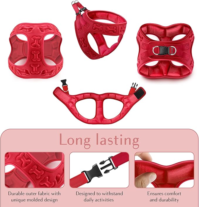 Comfort fit Step-in Dog & Puppy Harness - Comfortable All Weather Dog Vest Harness: Adjustable, Soft Padded, Easy to Put-on for Small, Medium-Sized Dogs.