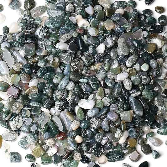 Aquatic Agate Aquarium Gravel Rocks Natural Tumbled Healing Crystal Chips Bulk Gemstones Crushed Stones for Fountain Vase Filler Planters Decorative Fish Tank Potted Reiki Energy Balancing 0.45lb