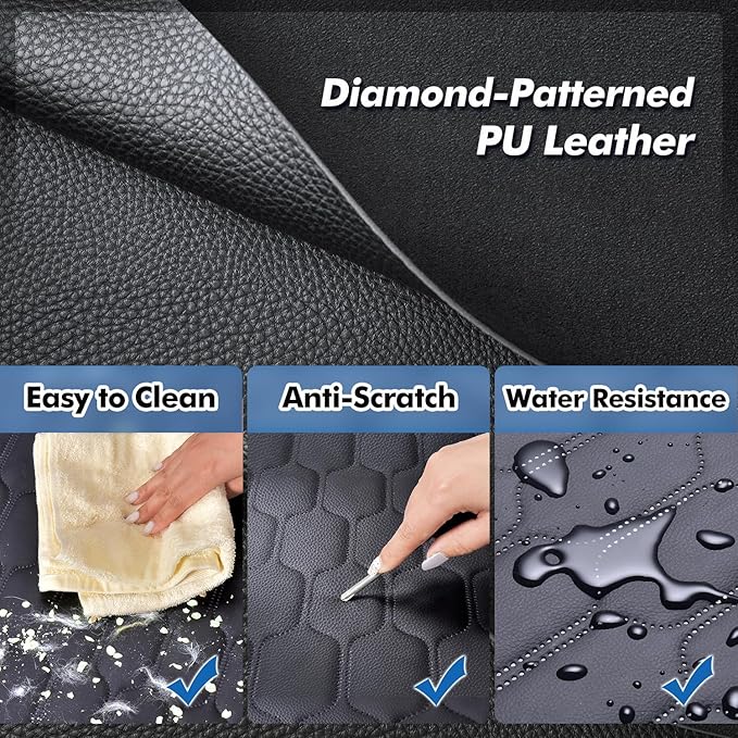 3-in-1 Convertible PU Leather Dog Car Seat Extender & Booster Seat – 400lb Capacity, Waterproof, Hard Bottom, Scratch-Proof Hammock for Cars & SUVs-L