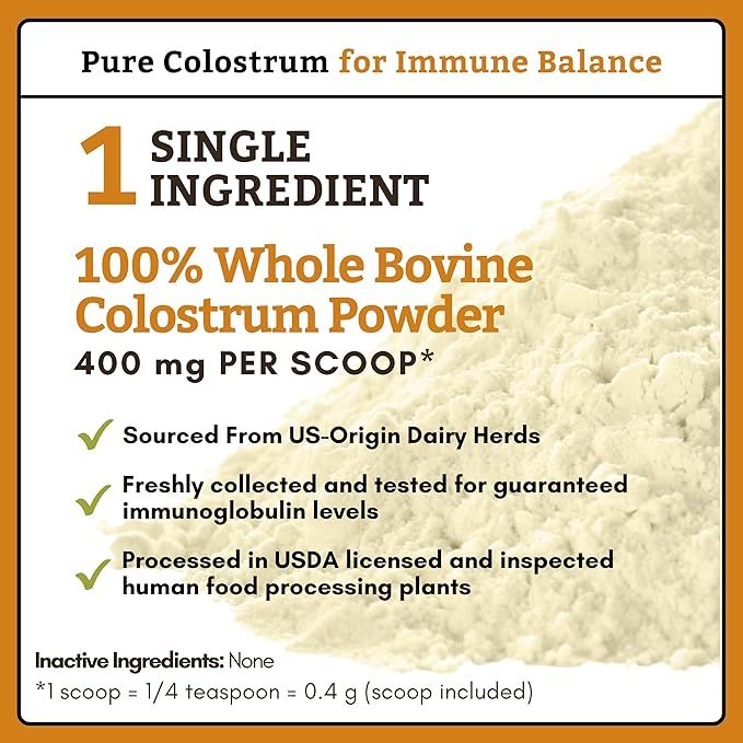 Wholistic Pet Organics Pure Colostrum - 1 Oz - Dog Allergy Relief & Itchy Skin Treatment, Senior Dog Supplements & Immune Support, Licking Paws, Anti Itch for Dogs and Cats