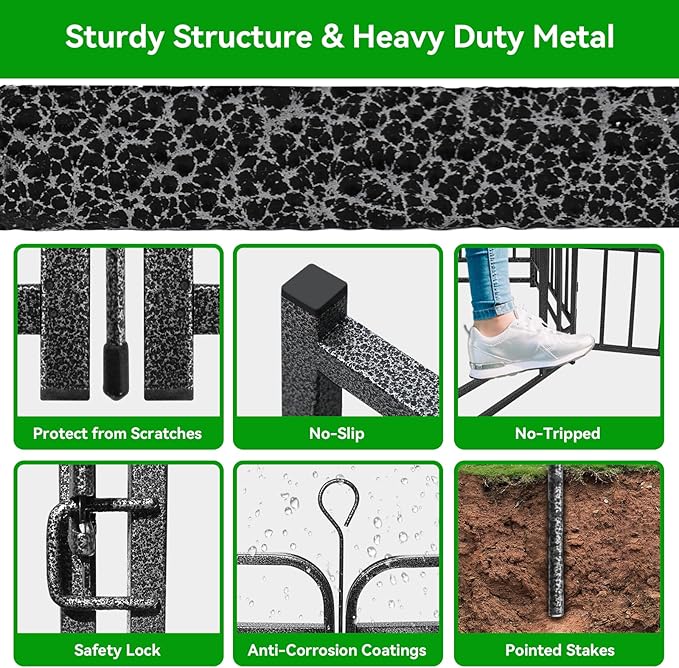 Dog Playpen Outdoor 32 Panels Heavy Duty Dog Fence 40" Height with Thick Pipe Anti-Rust with Doors Portable for RV Camping Yard, Total 71FT, 406 Sq.ft, Snowy Black