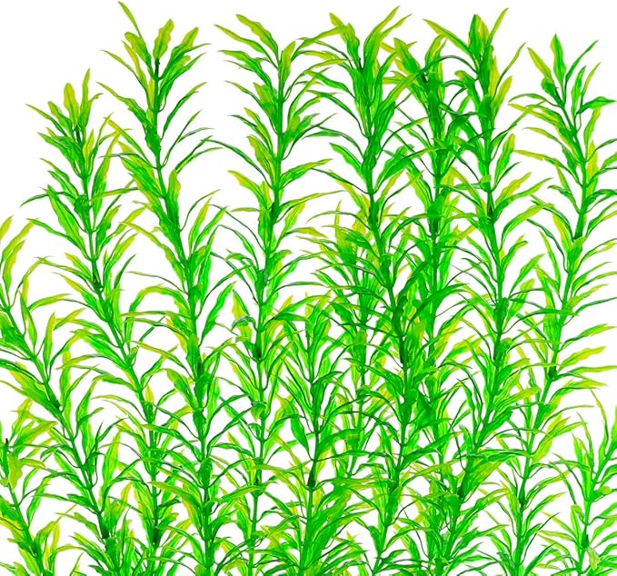 Aquarium Plastic Plants Large, Artificial Plastic Long Fish Tank Plants Decoration Ornaments Safe for All Fish 21 Inches Tall (J07 Green)