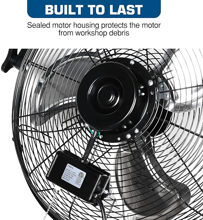 BILT HARD 20 inch Industrial Wall Fan, 4600 CFM, 3-Speeds High Velocity Wall Mount Fan with Sealed Motor, 2 Pack