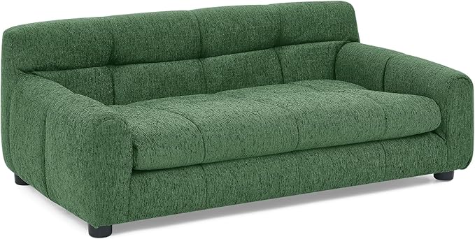 Dog Couch Bed, Mini Sofa for Dogs with Backrest and Armrest, Durable Pet Sofa with Soft Foam Cushion, Elevated Dog Couch Bed with Legs for Medium and Large Dogs, Emerald Green