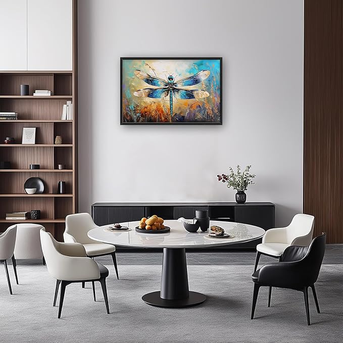 Quorin Dragonfly Large Wall Art Abstract Dragonfly Pictures Wall Decor Colorful Canvas Print Painting Artwork for Bathroom Living Room Bedroom 36L x 24W