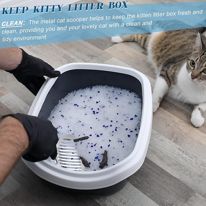 2 Pcs Cat Metal Litter Scoop Litter Scoop, Cat Accessories Scooper Stainless Steel Kitty Poop Sifting Cleaning for Litter Box, Metal Poop Sifter Pet Supplies