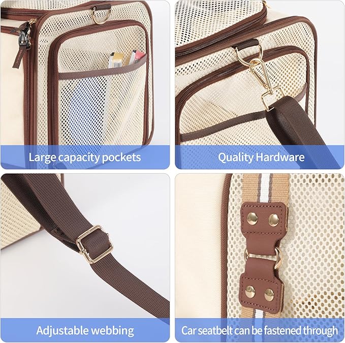 Cat Carrier,Dog Carrier for Small Dogs,TSA Approved/Expandable/3D Foldable Mat/900D Wear Resistant Oxford Fabric,Pet Carrier Airline Approved,Dog Car Seat for Car Travel,Outdoor Camping