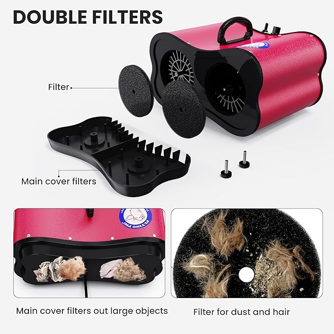 Flying Pig Double Motor High Performance Dog Pet Grooming Dryer -Magenta