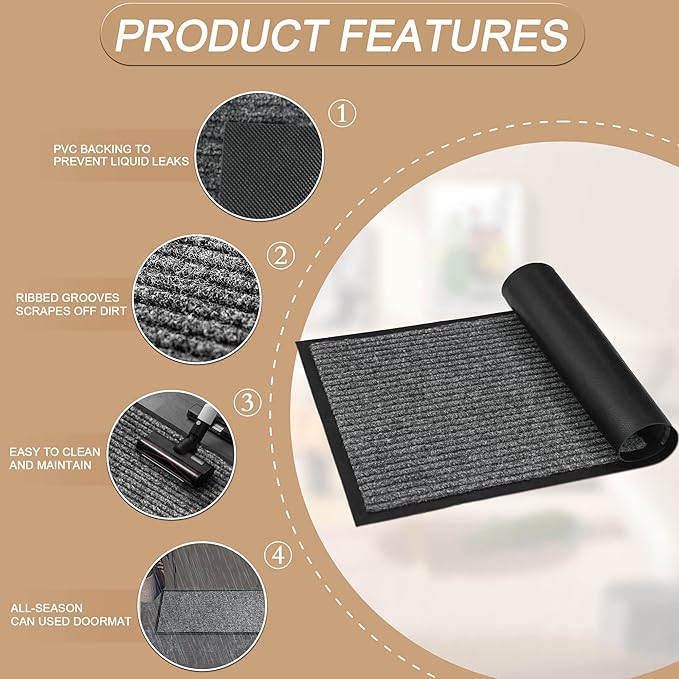 Front Door Mat Outside Entrance, 120" x 36" Sturdy Indoor Outdoor Mats for Entryway, Low Profile Welcome Doormat for Home Entrance, Non Slip Shoe Scraper Mat, Ideal for High Traffic Area