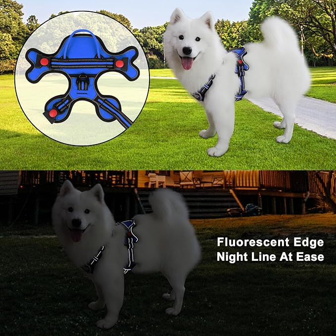 Dog Harness, Adjustable Reflective Dog Vest No Pull Dog Harness with Badge and Bow Tie for Puppy Small Medium Large Dogs