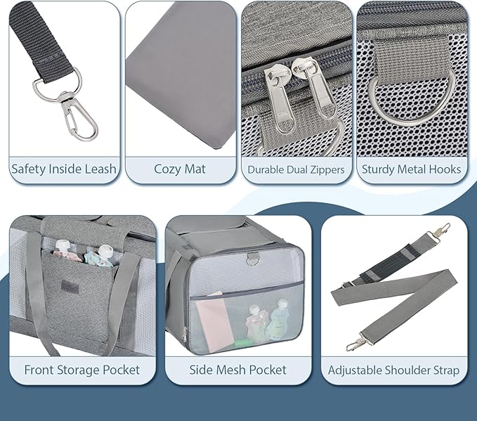 Cat Carrier for 2 Cats – Large Soft-Sided Pet Travel Carrier, Dual Compartments, Privacy Protection, Dog Carrier for Small/Medium Dogs, Home & Outdoor Use