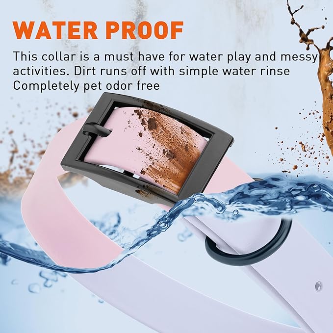 Dogline Biothane Waterproof Dog Collar Strong Coated Nylon Webbing with Black Hardware Odor- Proof for Easy Care Easy to Clean High Performance Fits Small Medium or Large Dogs, Pastel Purple