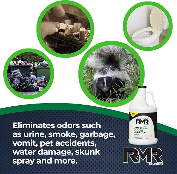 RMR PRO-Xtreme Odor Eliminator, Commercial-Strength Formula, Naturally Destroys Odors, Organic Solution, Tackles The Worst Odors, No Masking or Cover-Up Fragrances, Safe and Easy to Use, 1 Gallon
