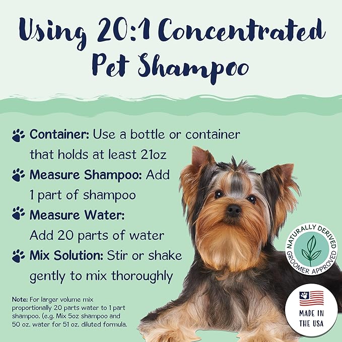 Bobbi Panter Dog Shampoo - Made in USA - All Natural Formula for Itch Relief & Soothing Skins, Concentrated 16:1 for Professional Groomers - Green Apple Scent, 1 Gallon