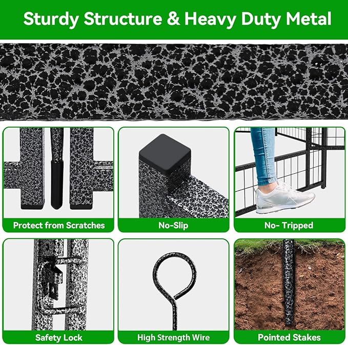 Dog Playpen Outdoor Extra Wide 16 Panels Heavy Duty Dog Fence 50" Height Anti-Rust with Doors Portable for RV Camping Yard, Total 42FT, 140 Sq.ft, Snowy Black