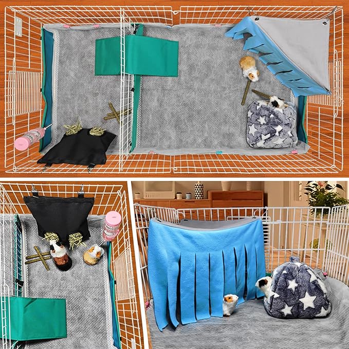 Guinea Pig Bedding, Disposable Guinea Pig Cage Liners, Charcoal Odor Controlling Absorbent Waterproof Pee Pads for Rabbits, Hamster and Other Small Animals. 24''x47''(for Midwest),10 Count