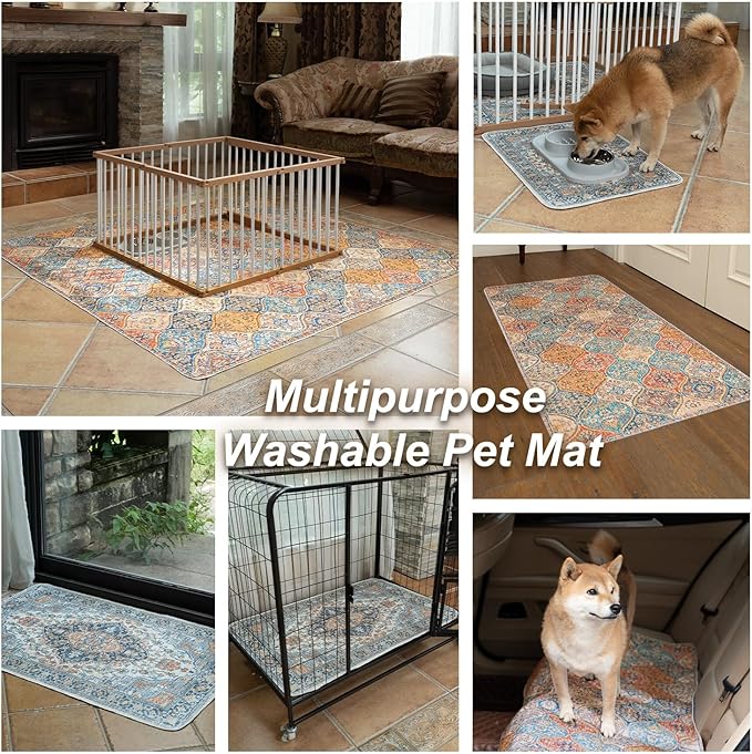 nunubaby Washable Pee Pads for Dogs, Stylish, Non-Slip and Leak-Proof Pee Pads. Reusable Potty Pads for Dogs for Crates and Floors.(Gray/Geo, 36" x36")