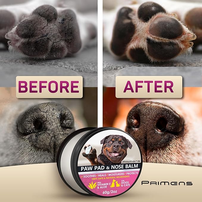 Dog Paw Balm for Dry Cracked Paws – Lick-Safe Moisturizer and Organic Paw Wax with Aloe & Vitamin E – Hot Pavement and Winter Snow Protection – Nose Safe – for All Breeds