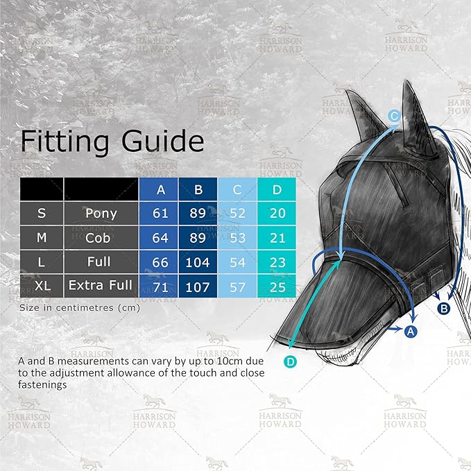 Harrison Howard LumiVista Horse Fly Mask Standard with Ears UV Protection for Horse Dream Star M Cob