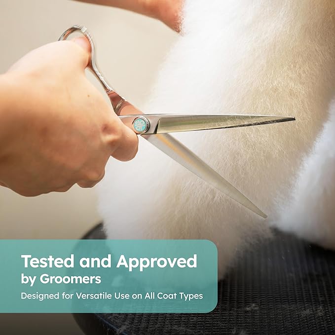 7" Dog Grooming Scissors – Sawtooth Blade, VG10 Stainless Steel for Sharpness, Durability, and Edge Retention, Perfect for Grooming Maltese, Yorkie, Schnauzer