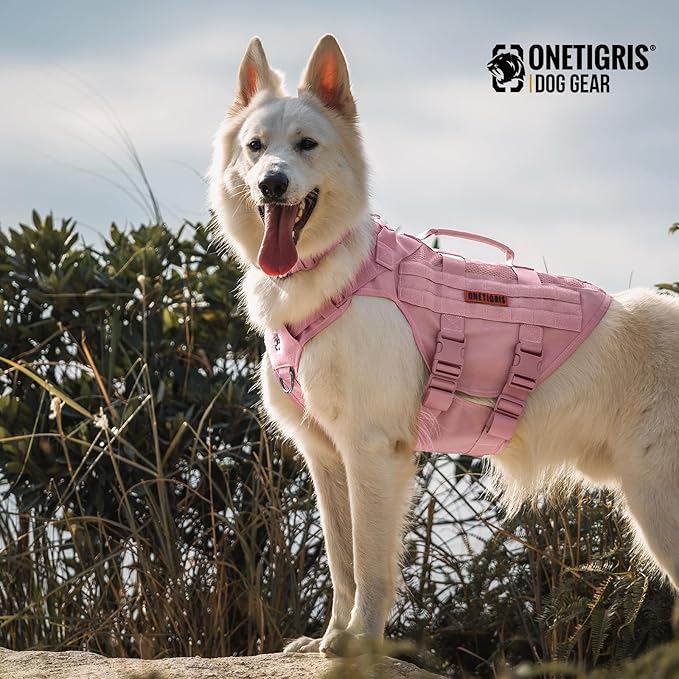 OneTigris Tactical Dog Harness for Small Dogs, No Pull Small Dog Vest Harness with Handles Breathable Military Dogs Molle Vest, Harness for Walking Hiking Training