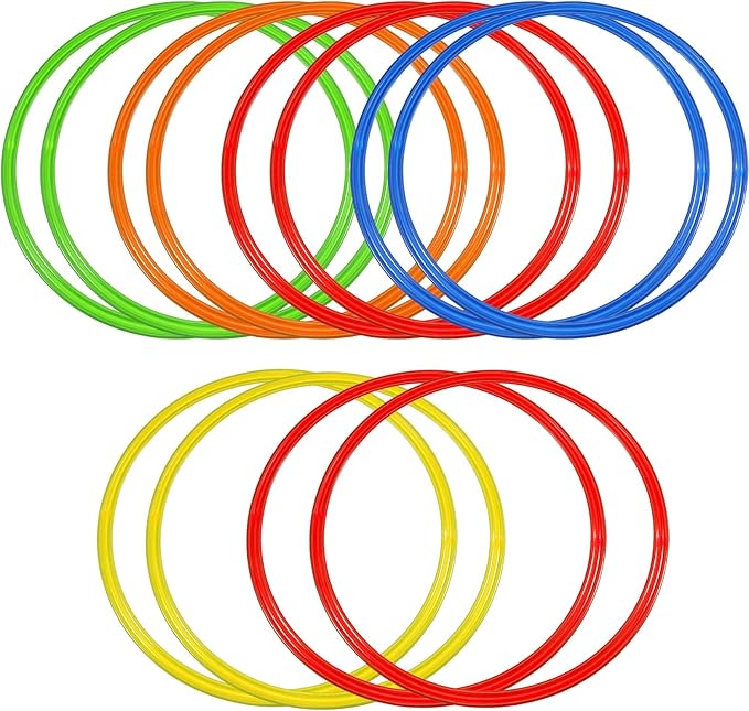 Libima Obstacle Course Ring Set Exercise Hoop Large Hoop Plastic Toys Playground Toys for Gymnastics Practice Party Games Educational Activities Holiday Decor, 5 Colors(12 Pcs,20 Inch)