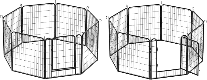 Dog Playpen, Outdoor Dog Fence, 16 Panels, 32" H Dog Pen for Medium/Small Dogs, Heavy Duty Metal Pet Fence with Gate, Portable Dog Fence for RV Camping and Yard (Black)