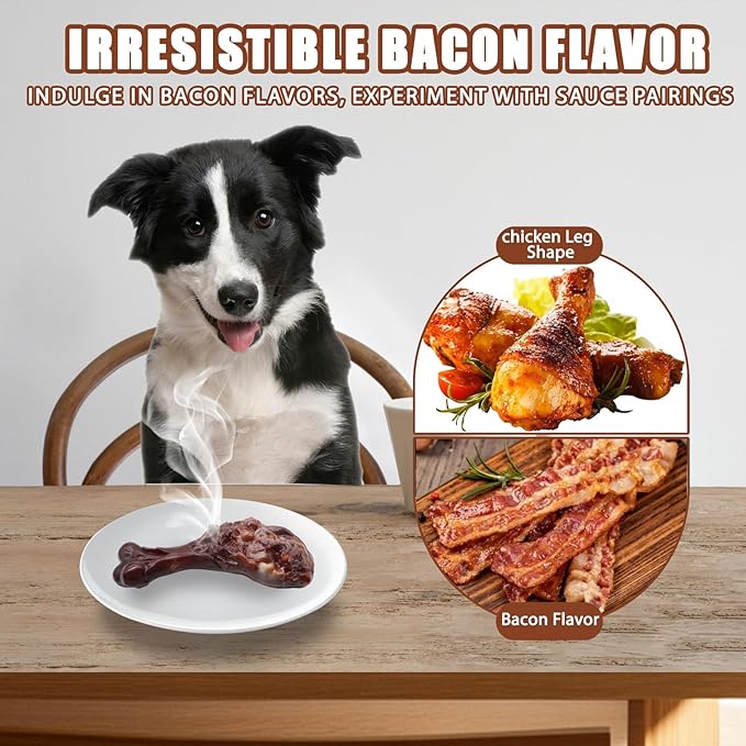 Dog Chew Toys for Aggressive Chewers, Indestructible Dog Toy for for Medium/Large Breed, Tough Nylon Teething Bone Toy to Keep Them Busy,Bacon and Real Beef Flavor (Bacon Flavor, 1 Pack)