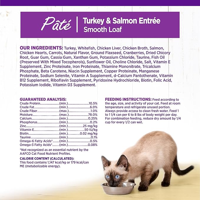 Wellness Complete Health Pate Adult Wet Cat Food, Natural, Protein-Rich, Grain Free, 5.5 Ounce, 24 Pack, (Turkey & Salmon)