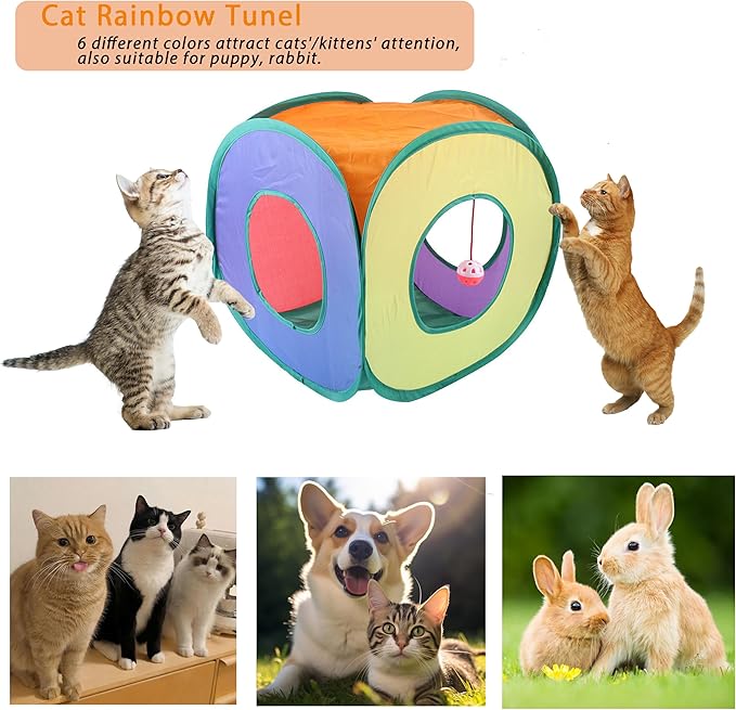 42pcs Interactive Cat Toys Kit - Multi-Activity Kitten Toy Set with Collapsible Tunnel, Feather Wand & Bell, Cat Balls Toys - Indoor Play Enrichment Supplies for Adult Cats & Kittens