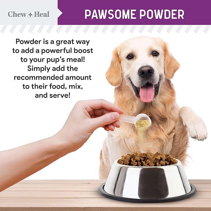 Chew + Heal Labs Glands Bowel Support - 5.4 oz of Stop The Scoot Powder for Scooting, Healthy Anal Glands, and Digestive Health - Made with Pumpkin Powder for Dogs