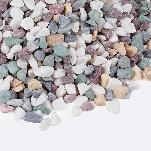 2.5 lbs Natural Pea Gravel Pebbles for Aquarium, Fish Tank, 3/8 inch Decorative Pebbles for Indoor Plants, Succulent, Bamboo, Vase, Drainage Rocks for Potted Plants, Top Dressing, Mixed Color