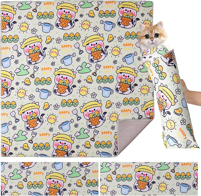 Cat Wrap for Grooming,Cat Wrap for Cutting Nails,Self-Adherent Soft Cat Blanket，Restrain The Cat to Keep Calm,Anti-Bite, Anti-Scratch, Wrap Anti-Escape Grooming Bags for Cats (Within 6lbs)