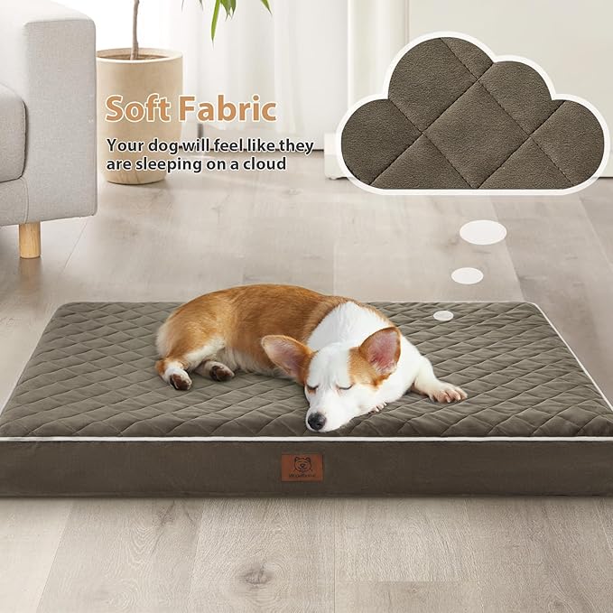 WNPETHOME Orthopedic Giant Dog Beds Large Sized Dog, Waterproof Extra Large Dogs Bed with Removable Washable Cover, Multi-Needle Quilting Dogs Crate Bed