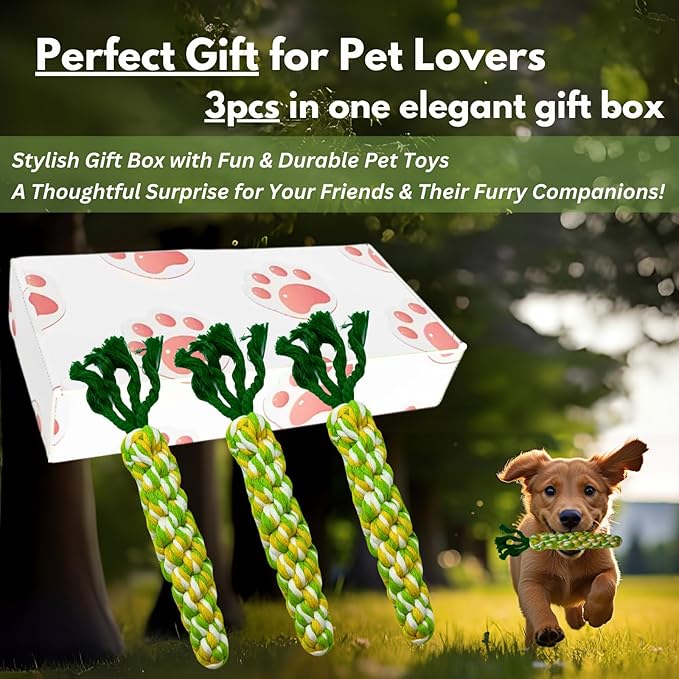 3PCS Rainbow Woven Pet Chew Set, Colorful Puppy Teething Chews, Dog Chew Toys, Cat Teething Playset, Soft & Safe Interactive Pet Chews