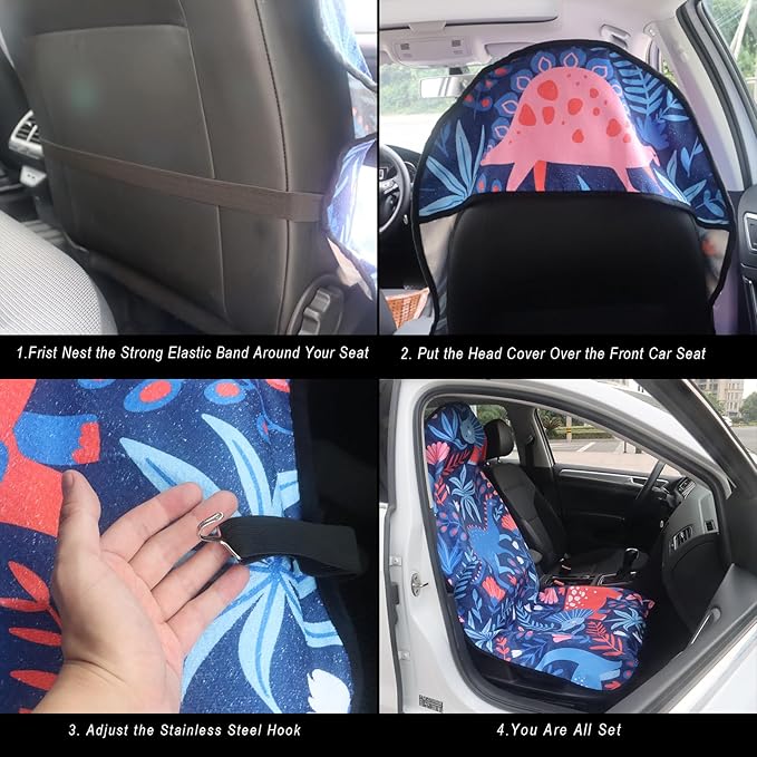 Car Seat Cover Protector Front Seats,for Gym Workout,Running,Swimming,Beach and Hiking,Waterproof Sweat Towel Bucket Seat Covers for Cars SUV Trucks (Dinosaur, 1Pcs)