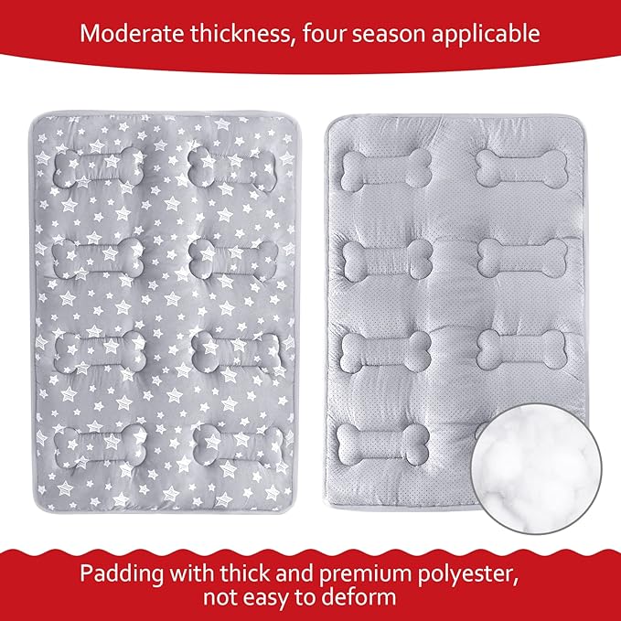 Dog Crate Mat (42" X 28"), Soft Dog Bed Mat with Cute Prints, Personalized Crate Pad, Anti-Slip Bottom, Machine Washable Kennel Pad