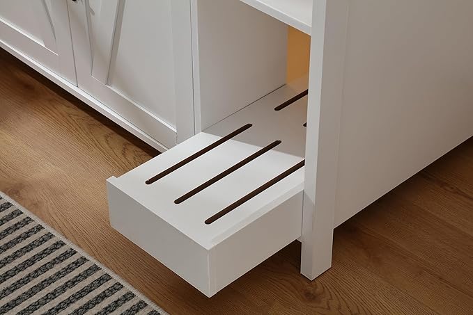 Cat Litter Robot Enclosure,for Placing Litter Robot 3/4,Power Outlet and Dog-Proof Shelf for Litter Robot Cabinet,Litter Collector for Automatic Litter Box Enclosure,Cloud White