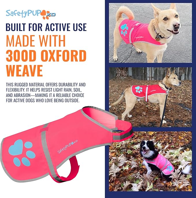 Dog Reflective Vest – Hi-Vis Fluorescent Visibility That Helps to Safeguard Your Pet On/Off Leash in Urban & Rural Areas (Pink, Small)
