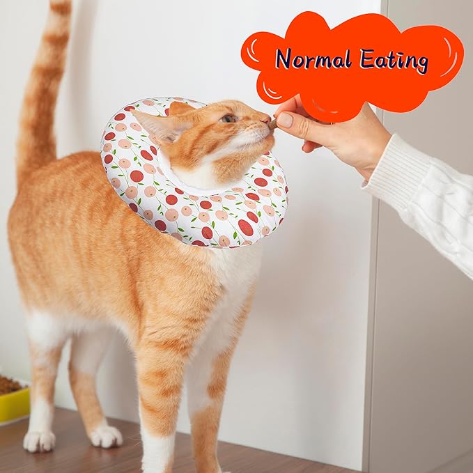 Cat Cone Soft, Adjustable Recovery Collar for Small Medium Large Cats, Cute Donut E After Surgery, Anti-Lick Wound Healing Elizabethan for Kittens (Pink Cherry, Small)