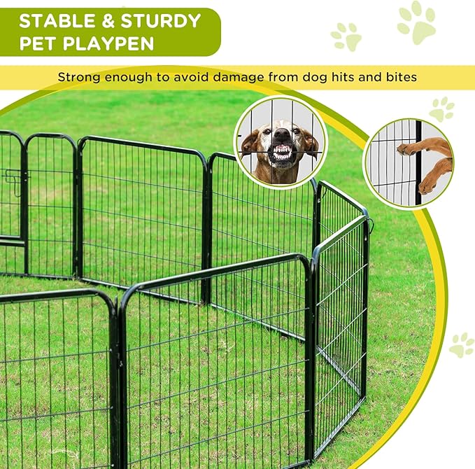 BestPet | Dog Playpen | 24 Inch, 6 Panels | Heavy Duty Metal Pet Exercise Pen | Indoor Outdoor Fence Panels | Rust-Resistant, Removable, Tool-Free Setup | Anti-Skid, Expandable Design