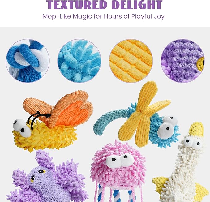 Nocciola Plush Squeaky Dog Toys, Cute Durable Stuffed Crinkle Puppy Pet Chew Toys for Large Medium Small Dogs - Duck