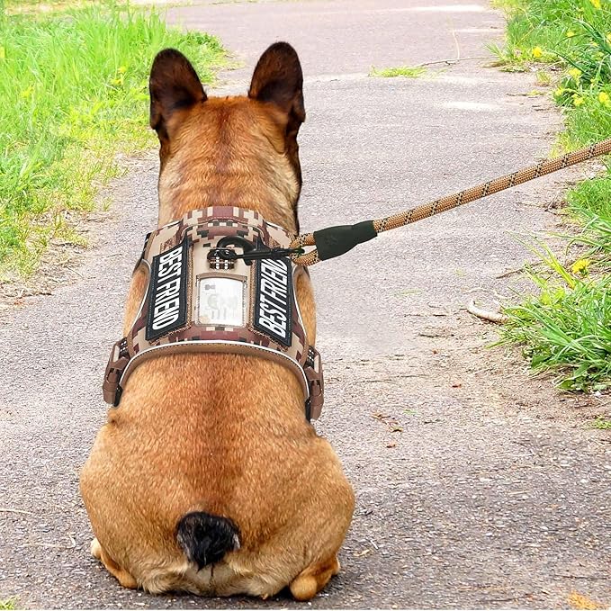 Heavy Duty Tactical Dog Harness for Small Dogs, No Pull Adjustable Pet Harness Reflective Service Training Easy Control Pet Vest Military K9 Working Dog Harnesses- Small, Desert Camo