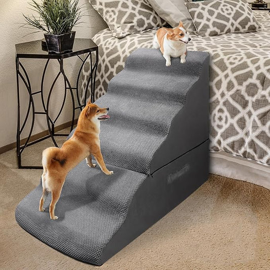 Dog Stairs&Steps for 30 Inches Tall High Bed Up to 30-36 Inch, Pet Dog Ramp Ladder for Small Dogs, Doggie, Old Cats, Kitty, Small Animals Grey