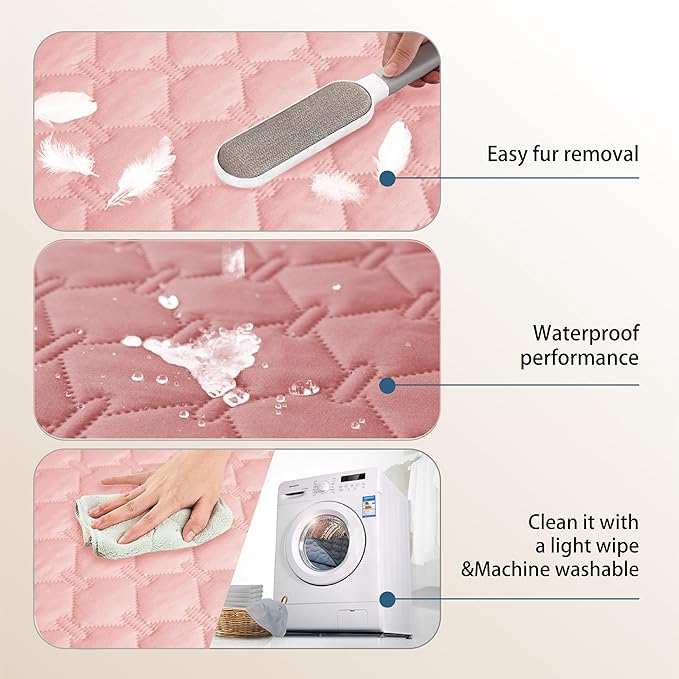 gogobunny 3X Stronger Waterproof Pet Blanket, Scratch Proof Furniture Protector for Dogs Cats, Reversible Cover 82x102 Inch, Dark Pink/Light Pink